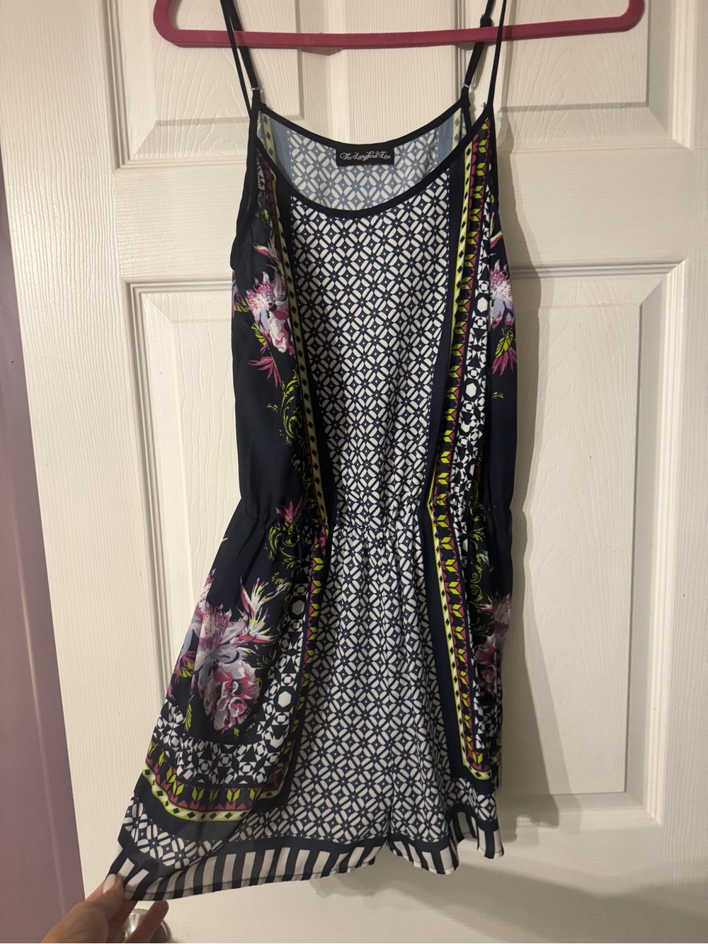 Navy Floral Print Sleeveless Romper